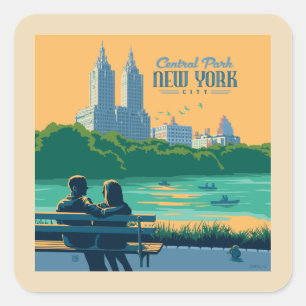 New York Central Park Bank Vierkante Sticker