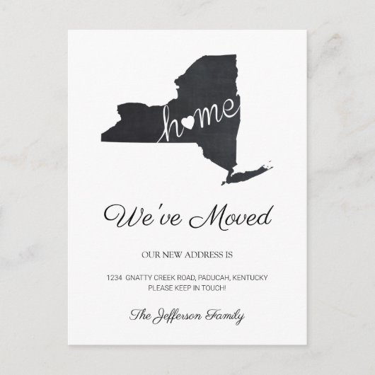 New York Chalkboard State Map Moving Briefkaart (Voorkant)