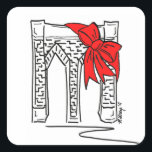 New York Christmas Red Bow NYC Brooklyn Bridge<br><div class="desc">L'autocollant de vacances de New York présente le pont Brooklyn orné d'un joyeux arc de Noël rouge. Ces autocollants font des enveloppes parfaites pour la série de cartes de fin de année "Noël à New York". Créé à partir d'une illustration de stylo et d'encre originale. Cette conception est également disponible...</div>