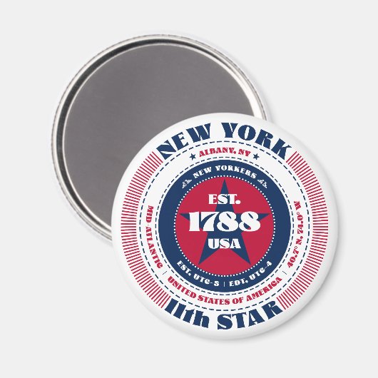 New York Circle Typographie Souvenir Magnet (Recto/Verso)