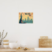 New York City –  16"x12" Art Deco Skyline Poster (Cuisine)