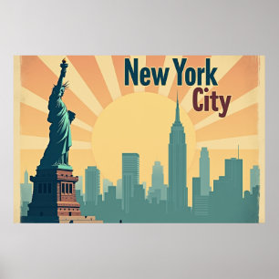 New York City – 36"x24" Art Deco Skyline Poster