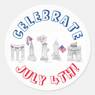 New York City 4 juli vuurwerk NYC Celebrate Ronde Sticker