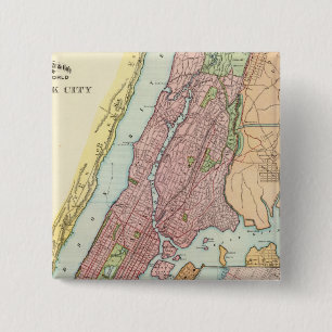 New York City 4 Vierkante Button 5,1 Cm