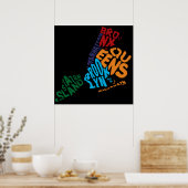New York City 5 Boroughs Calligram Map Poster (Keuken)
