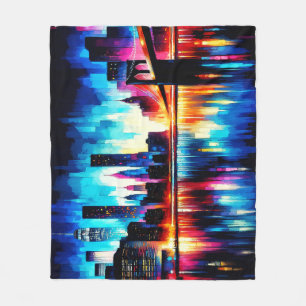 New York City Abstract 1103 Fleece Deken