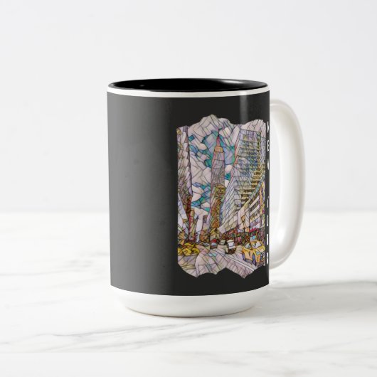 New York City Aesthetische mozaïekkunst Tweekleurige Koffiemok (Voorkant rechts)