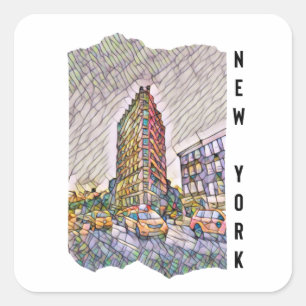 New York City Aesthetische mozaïekkunst Vierkante Sticker