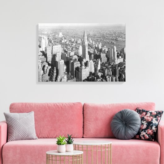  New York City Art Deco Skyscraper Canvas Afdruk (Insitu (Woonkamer))