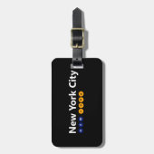 New York City Bagagelabel met lederen riem (Voorkant verticaal)