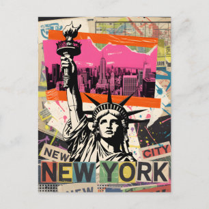 New York City Beeld van de Vrijheid Retro Punk Col Briefkaart