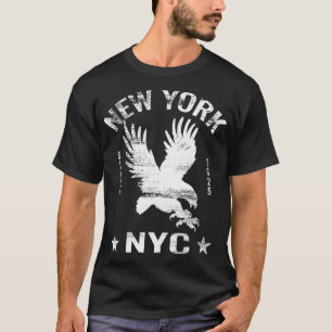 New York City Big Apple Eagle Retro NYC Si T-shirt