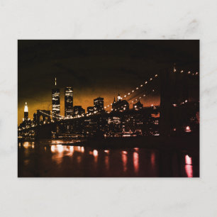 New York City bij nacht - New York City Skyline Briefkaart