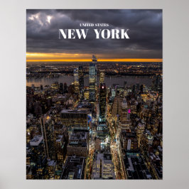 New York City bij nacht Skyline - Verenigde Staten Poster