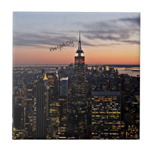 New York City bij nacht Tegeltje