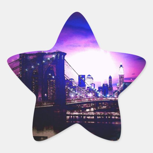 New York City bij Night Star Sticker (Voorkant)