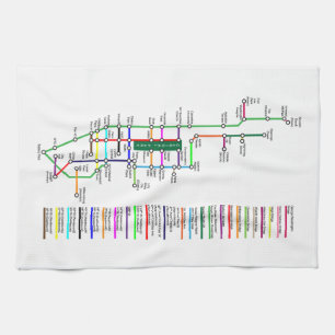 New York City Bike Map 16x24 Cotton Kitchen Towel Theedoek