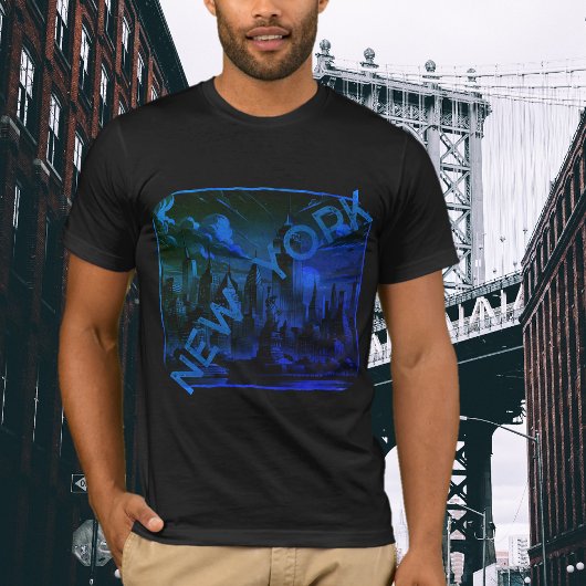 New York City Black Blue Nom Graphic T-Shirt