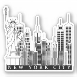 New York City Black en White Silhouette Sticker