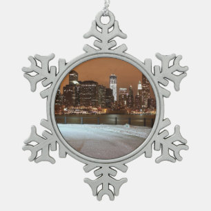 New York City Blankited in Snow Tin Sneeuwvlok Ornament