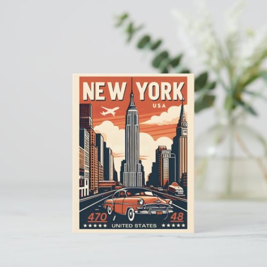 New York City Brooklyn Bridge  auto Briefkaart (Staand voorkant)