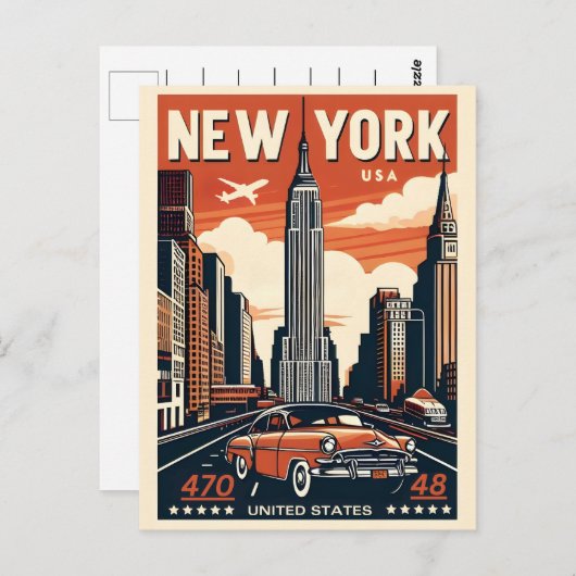 New York City Brooklyn Bridge  auto Briefkaart (Voorkant / Achterkant)