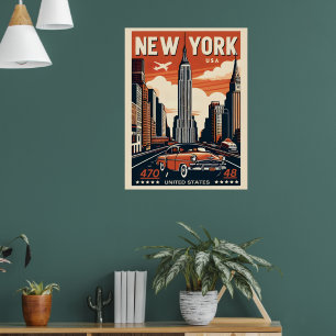 New York City Brooklyn Bridge  auto Poster