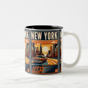 New York City Brooklyn Bridge  auto Tweekleurige Koffiemok