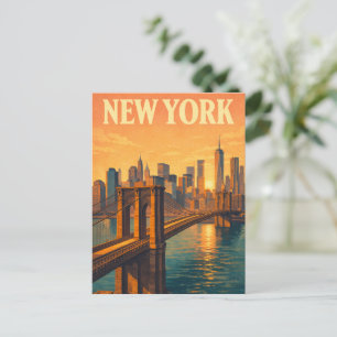 New York City Brooklyn Bridge Reisgids uit het ver Briefkaart