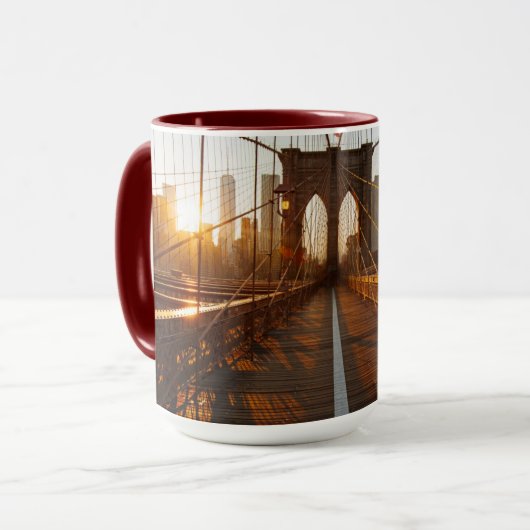 New York City Brooklyn Bridge Sunrise Mok (Voorkant links)