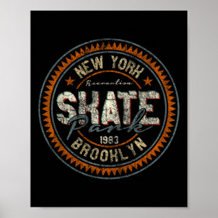 New York City Brooklyn Schaats Skateboarden Vintag Poster