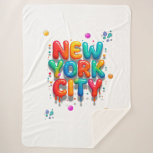 New York City Bubble Letters Sherpa Deken
