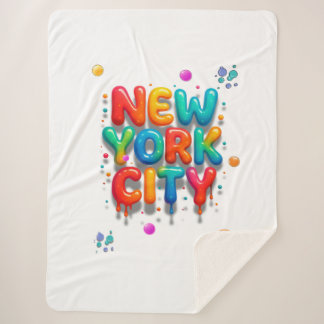 New York City Bubble Letters Sherpa Deken