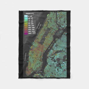 New York City Building Hoogte Kaart Sticker Fleece Deken