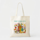 New York City Cartoon Style Canvas tas (Voorkant)