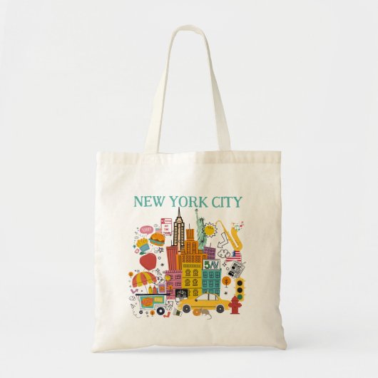 New York City Cartoon Style Canvas tas (Voorkant)