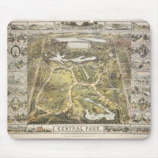  New York City Central Park Map, 1863 Muismat (Voorkant)