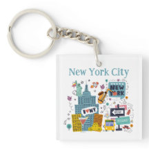 New York City Colorful Style Sleutelhanger