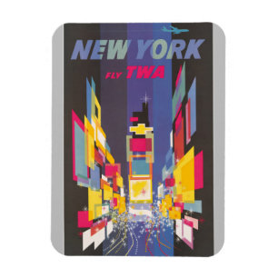 New York City Colorful Times Square Travel Poster Magneet