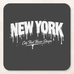 New York City Dat Nooit Slaapt Vierkante Kartonnen Onderzetter