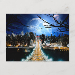 New York City Double Moon Veranderde Art Briefkaart