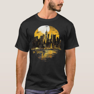 New York City Downtown Skyline Vrijheidsbeeld N T-shirt