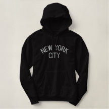 NEW YORK CITY Embroided Dameshoodie - zwart