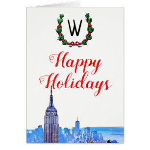 New York City Etch #2 Skyline Noël Joyeux Fêtes