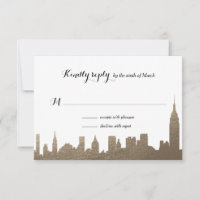 New York City Faux Gold RSVP-kaart