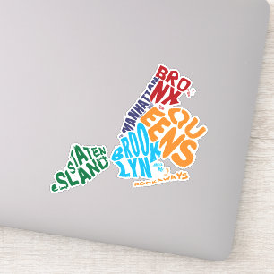 New York City Five Boroughs Word Art Map Sticker