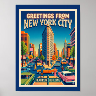New York City Flatiron Building Vintage Stijl Poster