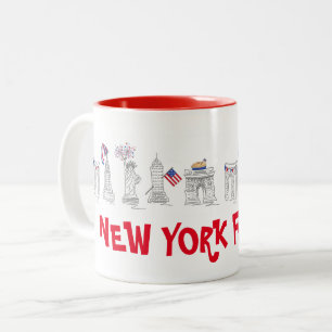 New York City Fourth NYC 4th of Juli Patriotic USA Tweekleurige Koffiemok