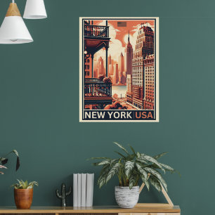 New York City gebouwen  balkon uitzicht Poster