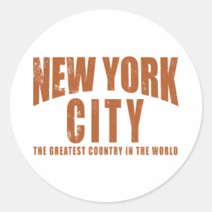 New York City Grootste Land ter Wereld Ronde Sticker